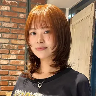 セミロング カラー パーマ "ラフな雰囲気"🍃 パーマ🌀かんたまるのヘアスタイル