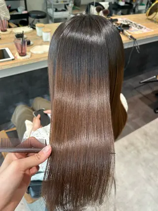 セミロング パーマ hubhair レイヤー/透明感のヘアスタイル