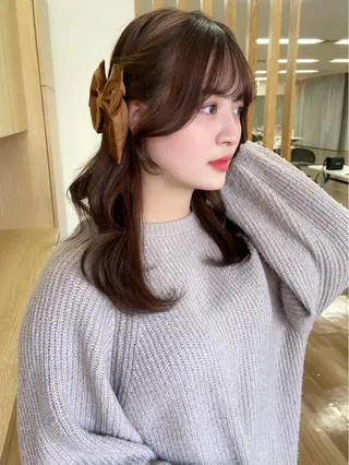セミロング ヘアアレンジ 新宿/韓国ヘア 中明度カラー/かやのヘアスタイル