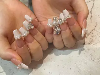 ネイル 韓国/ワンホン/長さ 出しつけ放題🎀のネイルデザイン