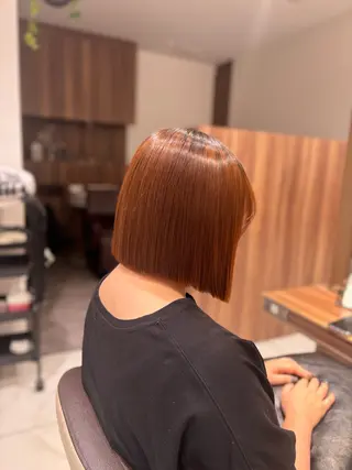 ミディアム カラー パーマ 縮毛美髪矯正/ ハイトーン/あゆみのヘアスタイル