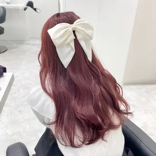 ロング カラー ヘアアレンジ ♥️渋谷の赤髪 トップ/らいる♥️のヘアスタイル