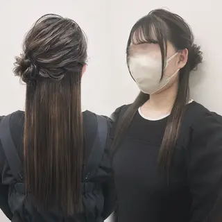 ロング ヘアアレンジ ⟡.·Fuka/ ヘアメ🎀暖色カラーのヘアスタイル