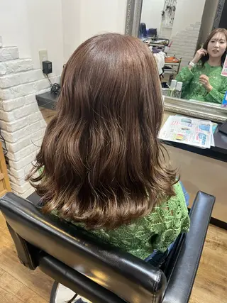 セミロング カラー ヘアアレンジ きむえり/髪質改善 /うねり広がり改善のヘアスタイル