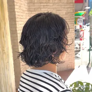 ミディアム パーマ 横浜パーマ🌐ボブ✨ 暖色カラーもえかのヘアスタイル