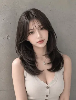 セミロング カラー ヘアアレンジ 🌫️大人韓国ヘア 🌫️naoyaのヘアスタイル
