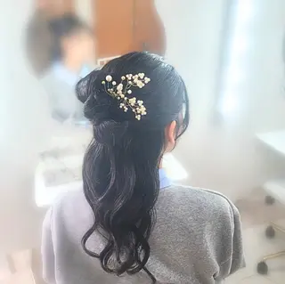 セミロング ヘアアレンジ ヘアセットサロン 渥美寿美翔のヘアスタイル