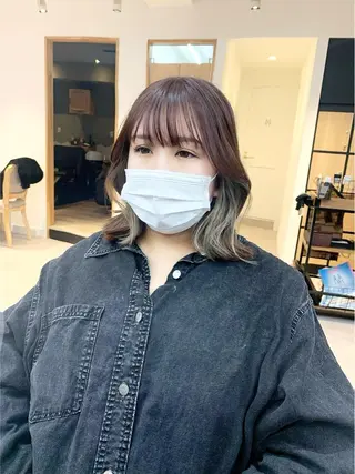 ミディアム カラー パーマ ヘアアレンジ メンズ キッズ ネイル マツエク・マツパ アイブロウ 似合せレイヤー/ 柔らか透明感カラーのヘアスタイル