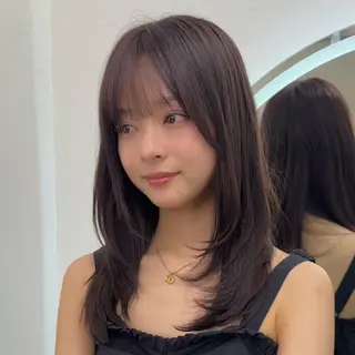 ミディアム カラー 顔周り✂️透明感 レイヤー/みっきーのヘアスタイル