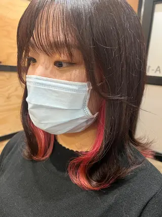 セミロング カラー パーマ ヘアアレンジ メンズ キッズ ネイル マツエク・マツパ アイブロウ 久木原 ゆりのヘアスタイル