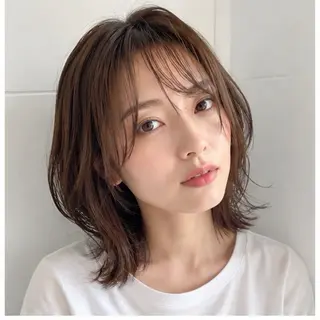ミディアム カラー パーマ 🌱透明感カラー🌱 レイヤー/コウスケのヘアスタイル