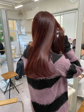 セミロング カラー レイヤーウルフ エクステ磯部のヘアスタイル
