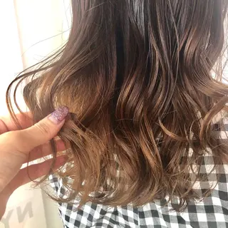 セミロング カラー 小顔レイヤー/ ベージュ🤍Rieのヘアスタイル