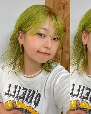 ミディアム カラー ダブルカラー,透け カラーHINARIのヘアスタイル