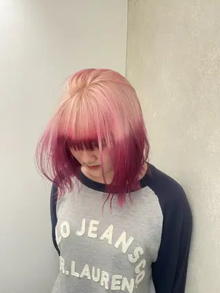 カラー 🎀ボブ+ハイトーン シュカ👶🏻のヘアスタイル