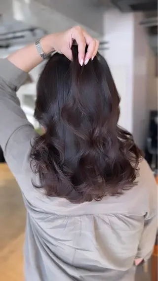 ミディアム カラー パーマ デジタルパーマ大阪 ハヤシのヘアスタイル