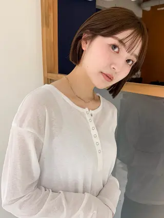 ミディアム カラー 似合わせボブ×地毛風 縮毛矯正❕ayanaのヘアスタイル