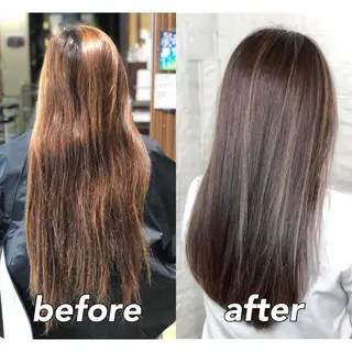 ロング カラー 髪質改善特化KIZU /ブリーチ縮毛矯正のヘアスタイル