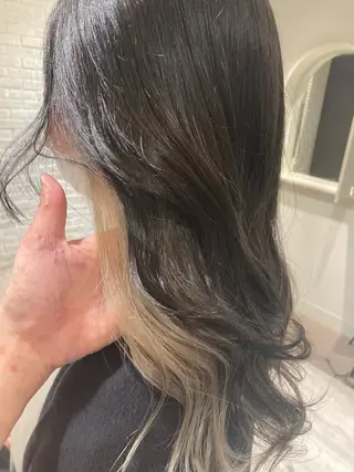 ロング カラー 曲がる縮毛矯正 LIBER 岩名のヘアスタイル