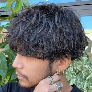 ミディアム パーマ ヘアアレンジ メンズ fifth 石川 凪のヘアスタイル