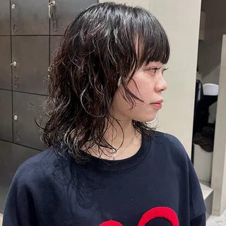 ミディアム パーマ なな/ICI/レイヤ ーパーマ/上前津のヘアスタイル