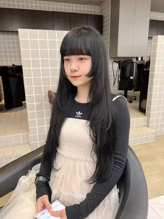 ロング カラー パーマ ヘアアレンジ メンズ キッズ 上品＆韓国風 🥀海心🥀のヘアスタイル