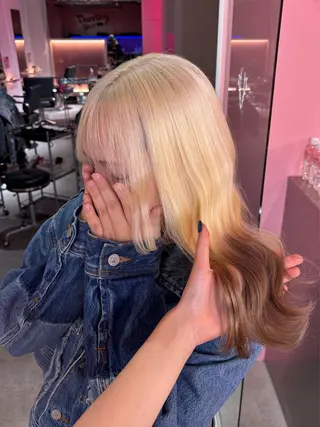 ミディアム カラー 田中麻鈴/ハイトーン /ミルクティーのヘアスタイル