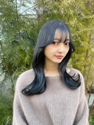 セミロング カラー 顔周りカット 【オノザワリョウ】のヘアスタイル