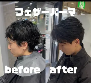 パーマ メンズ 本田 有里のヘアスタイル