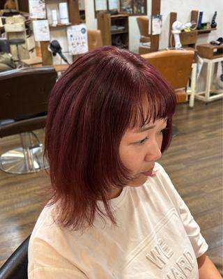 セミロング カラー 元山 レイヤーボブ /ブリーチカラー🌻のヘアスタイル