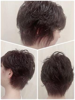 ショート カラー パーマ 崎口 幸人のヘアスタイル