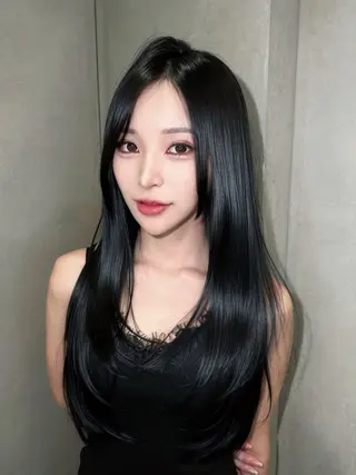 セミロング カラー パーマ 🫧巻ける縮毛矯正 🫧髪質改善リク🫧のヘアスタイル