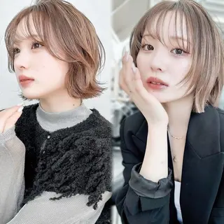ミディアム カラー ヘアアレンジ 🫧ボブ／縮毛矯正／ 小顔／ゆーな🫧のヘアスタイル
