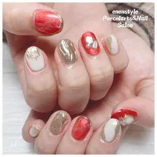 ミディアム ネイル 🐾enen style 🐾のネイルデザイン