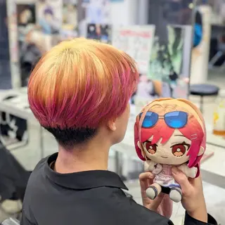カラー ショート 推しカラー🦉にじさ んじカラー🌈🕒✨のヘアスタイル
