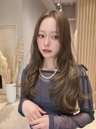 ロング カラー 興津/韓国レイヤー ダブルカラー美髪縮毛のヘアスタイル