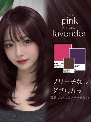 セミロング カラー ラベンダー💜グレー 🩶暗髪🖤のヘアスタイル