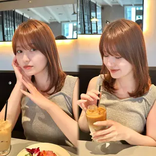 ミディアム カラー 💎小顔前髪＆髪質 改善カラー💎片桐のヘアスタイル