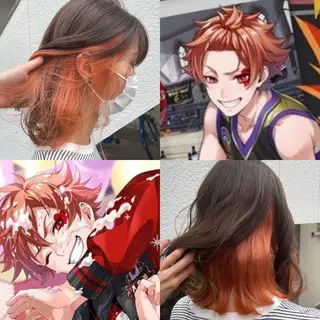 ミディアム カラー インナーカラー 推し ブリーチ 髪質改善のヘアスタイル
