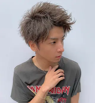 ショート カラー パーマ ヘアアレンジ メンズ 野木 良平のヘアスタイル