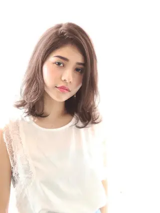 ミディアム カラー 髪質改善🌈縮毛矯正 荻原 達矢のヘアスタイル