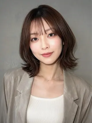 ミディアム ボブ/ミルクティー KOUGAのヘアスタイル