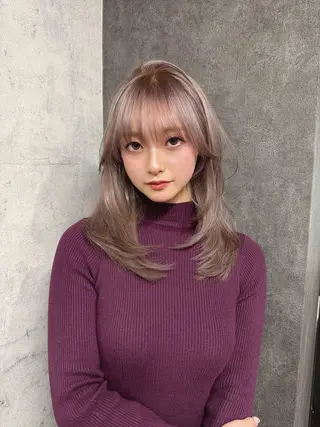 ミディアム カラー ヘアアレンジ レイヤー/髪質改善/ 小顔/モテ韓国ヘアのヘアスタイル