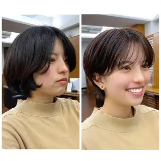 ショート カラー 似合わせレイヤー/ ケアパーマ/高倉のヘアスタイル