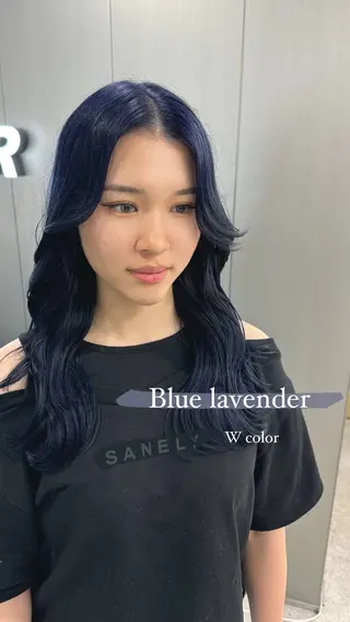 ロング カラー 暗髪🩶ラベンダー/ ブルー/ユウナ🤍のヘアスタイル