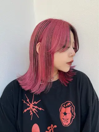 ミディアム カラー 派手髪デザインカラー ヒロカのヘアスタイル