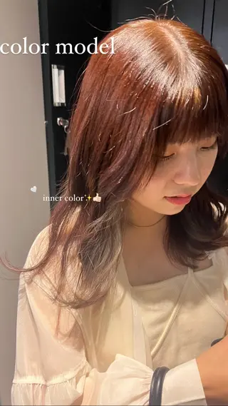 ミディアム カラー ヘアアレンジ saki｜透明カラー ドライパーマ.パーマのヘアスタイル