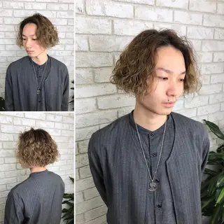 ミディアム パーマ メンズ メンズサロン IVY 池袋駅前店のヘアスタイル