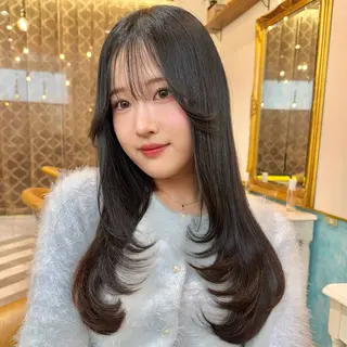 セミロング カラー 髪質改善【縮毛矯正】 北千住 田邉 澪のヘアスタイル