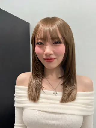 セミロング カラー ブリーチなしW 🩷髪質改善/優希のヘアスタイル